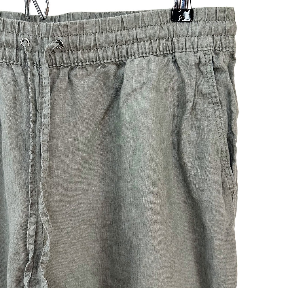 H&M 100% Linen Straight Leg High‎ Rise Pull-on Pants • Medium • light sage green